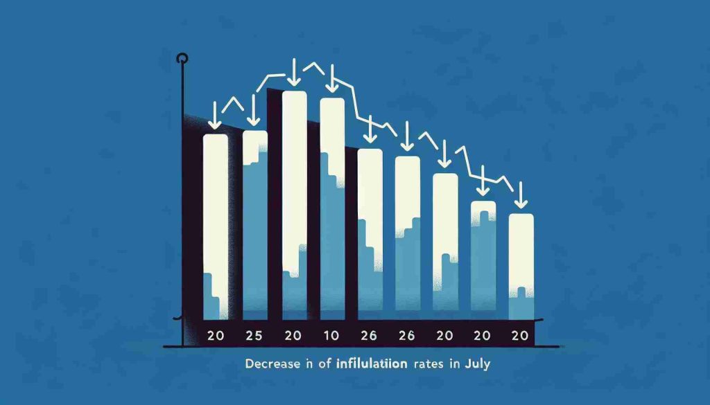 Illustration of a bar graph showing the decrease in inflation rates in various regions of Spain during the month of July. Each bar represents a different region, and they steadily decrease in height from left to right, symbolizing the reduction in inflation. The title of the graph could say 'Decrease in Inflation Rates in Spanish Regions in July'. The graph should have a sleek, modern design and offer a clear, easy-to-understand visual representation of the decrease in inflation.