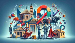 High-definition realistic image representing the concept of innovative mortgage trends in Spain. Illustration includes symbols of Spanish culture like a Flamenco dancer, a bull and the Alhambra palace, combined with financial elements such as graphs, documents with mortgage terms and percentages, a handshake between two business people, and a house with a for-sale sign. The ethnicity of the individuals could be diverse, including Caucasian and Hispanic individuals, differentiating genders respectively.