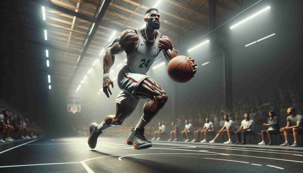 An extremely detailed and photorealistic high-definition image of an unstoppable motivation scenario. This depicts the rise of a tall, athletic male basketball player, of Greek and Nigerian descent, showcasing his strength and determination in action. Contouring his path are natural lighting conditions, realistic textures that strongly suggest the tactile sensation including the smoothness of a basketball or the gloss from court floor. The scene's authentic color grading exacerbates the emotional depth of the picture, making it indistinguishable from a real-life photo.