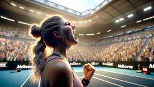 A highly detailed, photorealistic, HD image of a significant moment at a tennis match taking place in Melbourne. A female player demonstrating intense emotions after an unexpected early departure from the game. The scene emphasizes natural lighting, realistic textures, and authentic color grading, making it absolutely indistinguishable from a real photo.